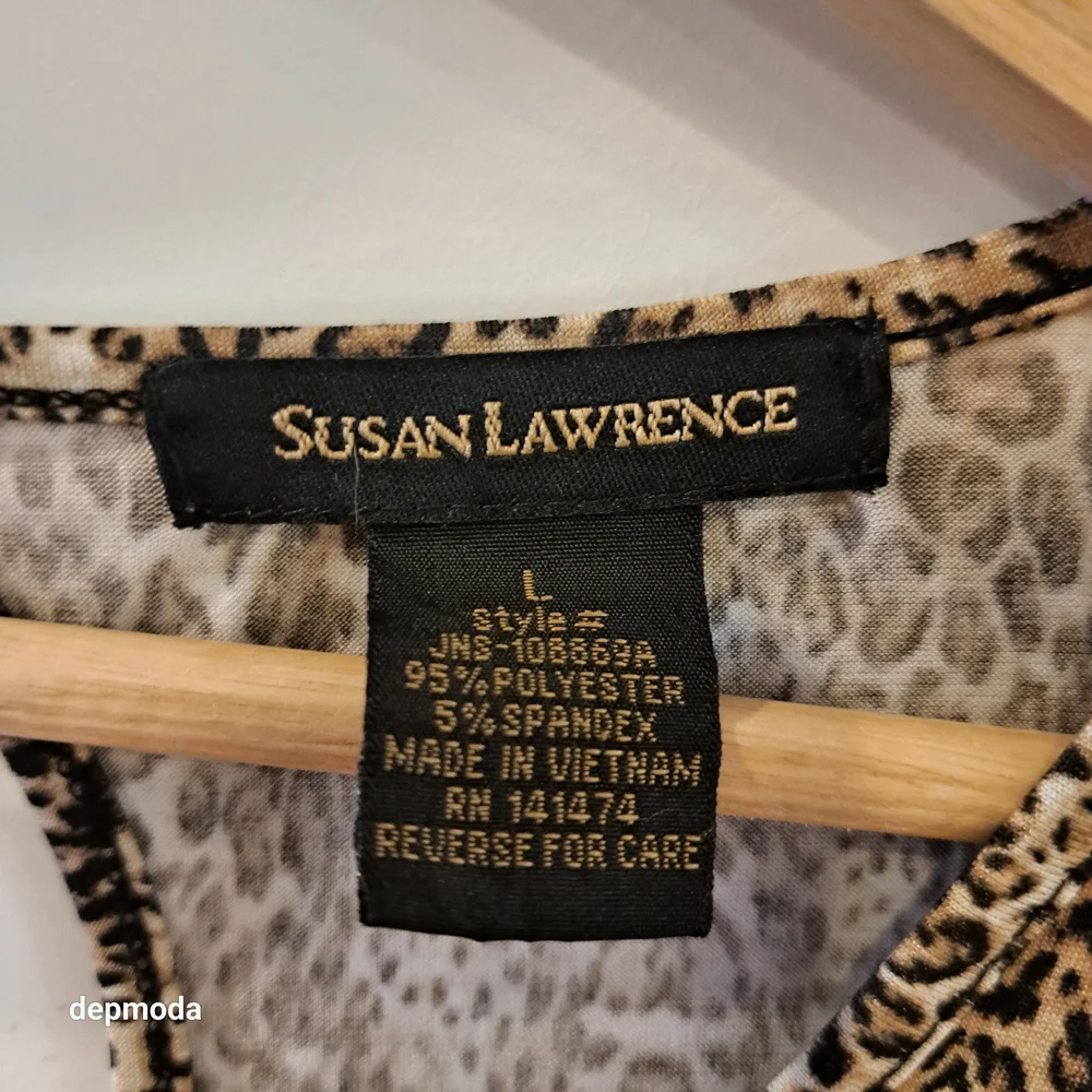 Susan Lawrence sleeveless  Brown Patterned Blouse size L